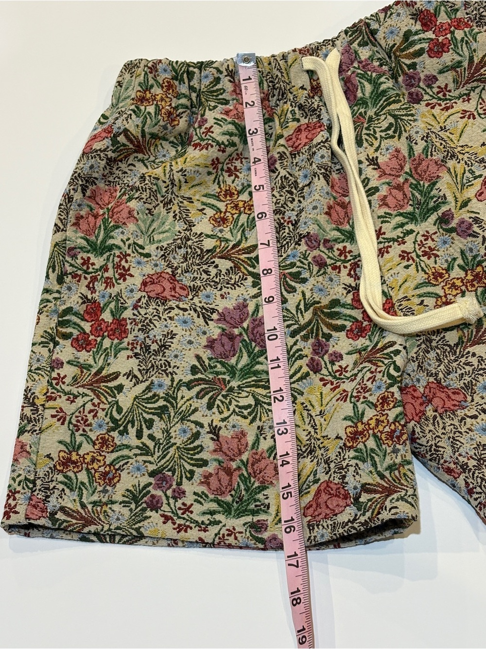PacSun Purple, Green and Teal Floral Jacquard Shorts with Multicolor Waistband - Picture 6 of 9